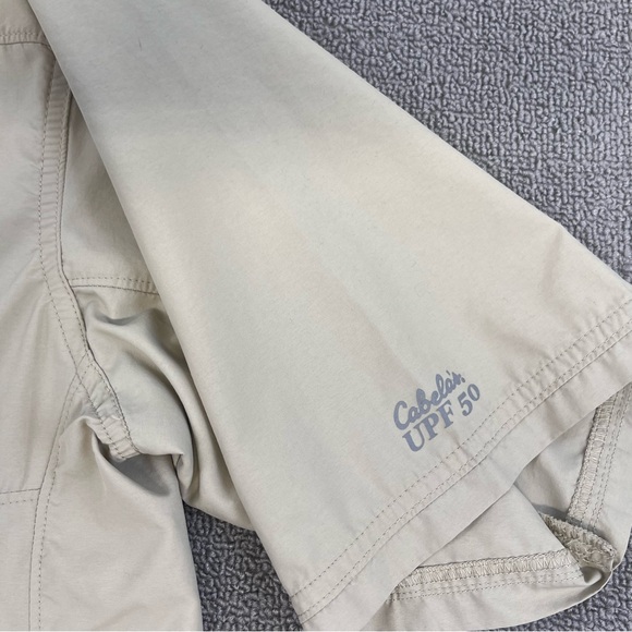 Cabela's Shirt Large Beige Button up GlideWear Vented Performance UPF 50 Men - Picture 6 of 13